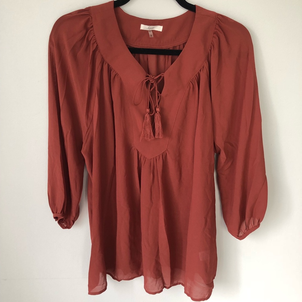 Soprano large tie blouse dark mauve